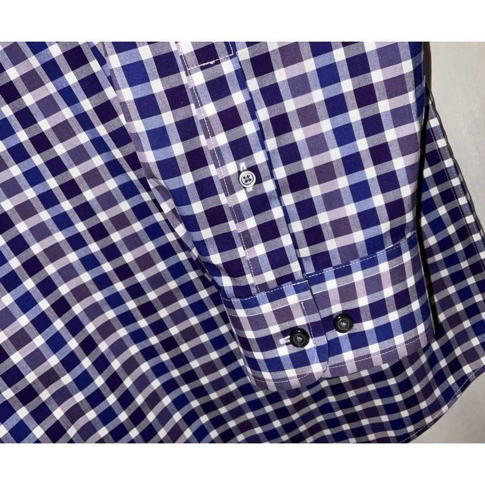 Men's Jos. A. Bank Traveler Long Sleeve 100% Cotton Shirt Purple & Navy Plaid 2X - Picture 4 of 6